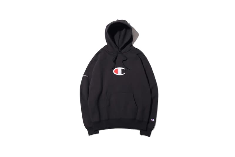 atmos lab tokyo champion fall 2019 collection capsule hoodie fleeces boa puffer down jacket hooded sweatshirt bucket hat green blue red purple