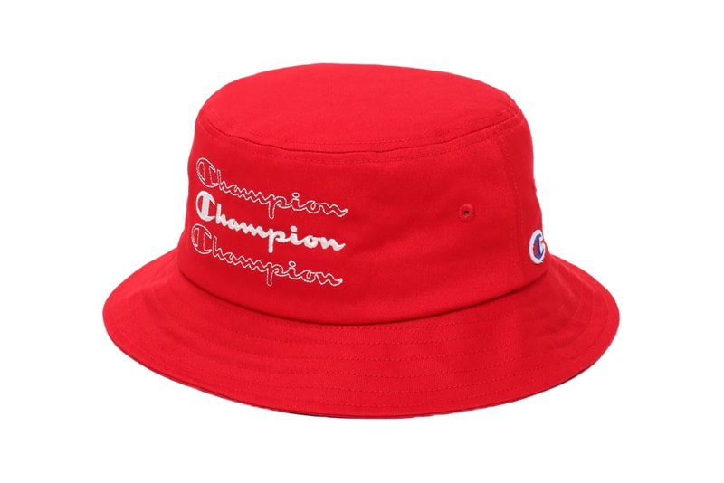 atmos lab tokyo champion fall 2019 collection capsule hoodie fleeces boa puffer down jacket hooded sweatshirt bucket hat green blue red purple 