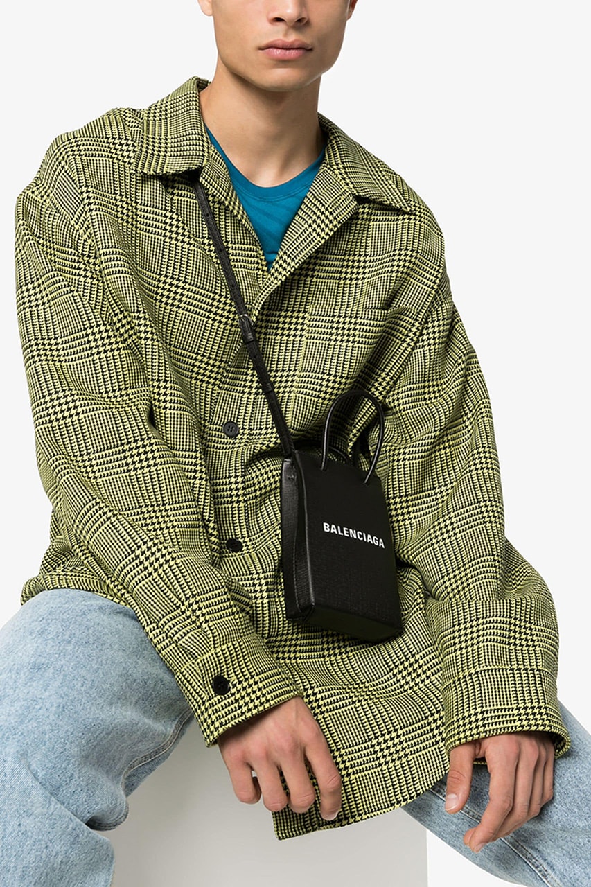 Balenciaga Shopping Bag Phone Holder Neck Loop Demna Gvasalia Calf Leather Two Top Handles Fall Winter 2019 FW19 Collection Accessories Mini Bag Trend