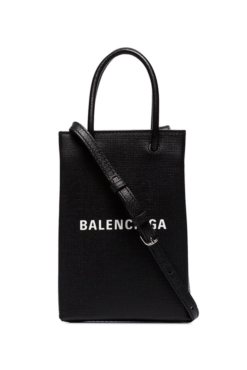 Balenciaga Shopping Bag Phone Holder Neck Loop Demna Gvasalia Calf Leather Two Top Handles Fall Winter 2019 FW19 Collection Accessories Mini Bag Trend