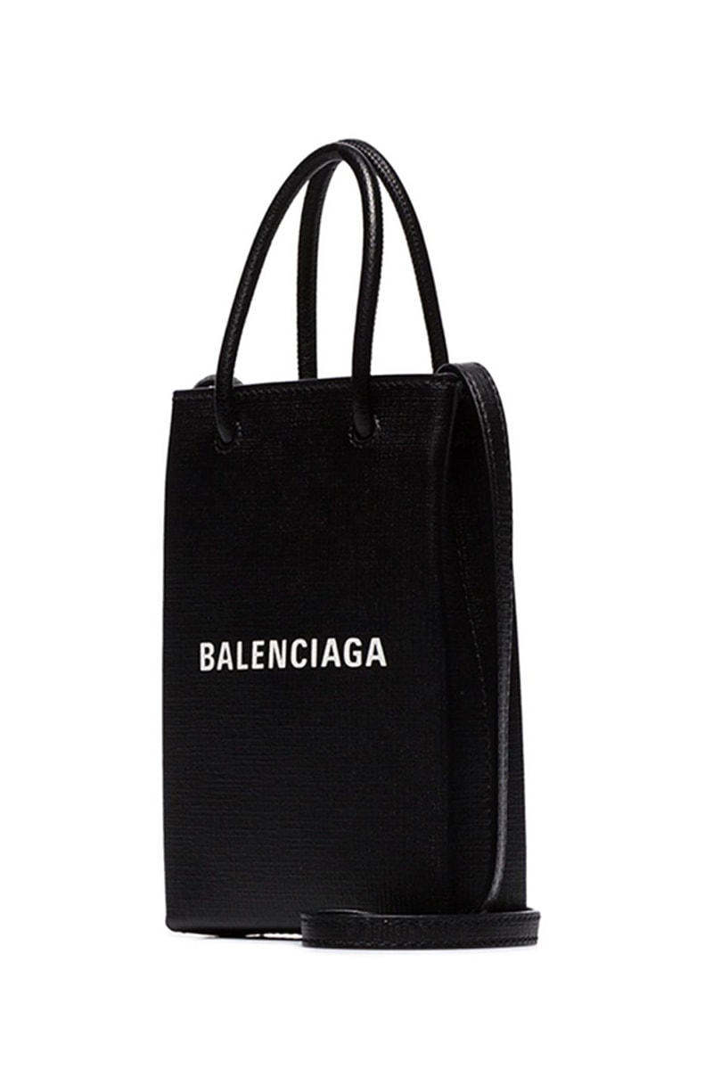 Balenciaga Shopping Bag Phone Holder Neck Loop Demna Gvasalia Calf Leather Two Top Handles Fall Winter 2019 FW19 Collection Accessories Mini Bag Trend