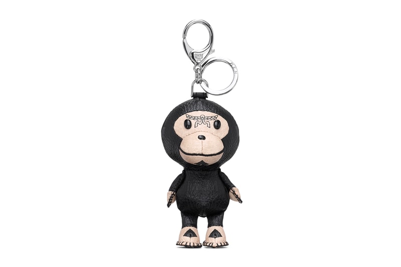 BAPE x MCM Fall Winter 2019 Collection collaborations fall winter lookbook videos ape head camo accessories bags leather goods footwear slides sandals keychains