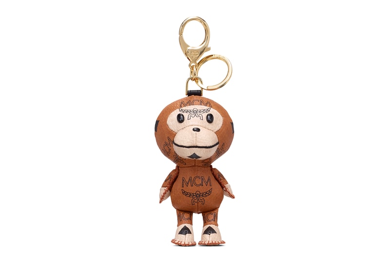 BAPE x MCM Fall Winter 2019 Collection collaborations fall winter lookbook videos ape head camo accessories bags leather goods footwear slides sandals keychains