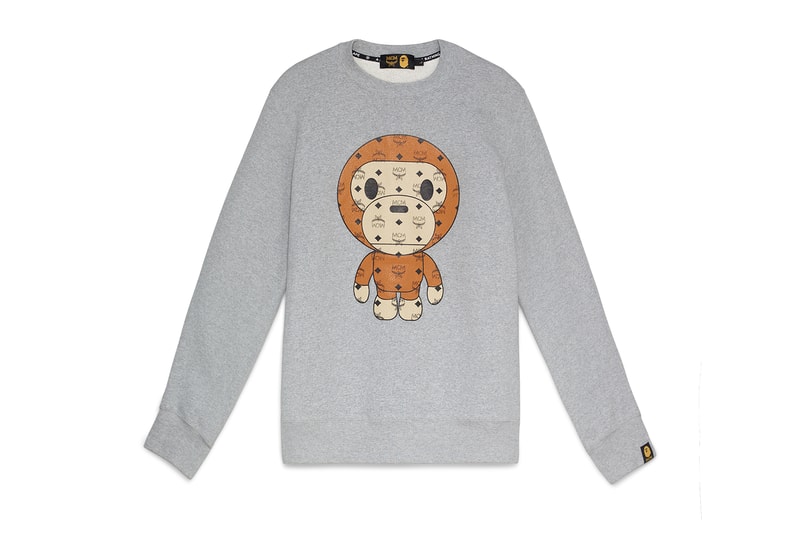 BAPE x MCM Fall Winter 2019 Collection collaborations fall winter lookbook videos ape head camo accessories bags leather goods footwear slides sandals keychains