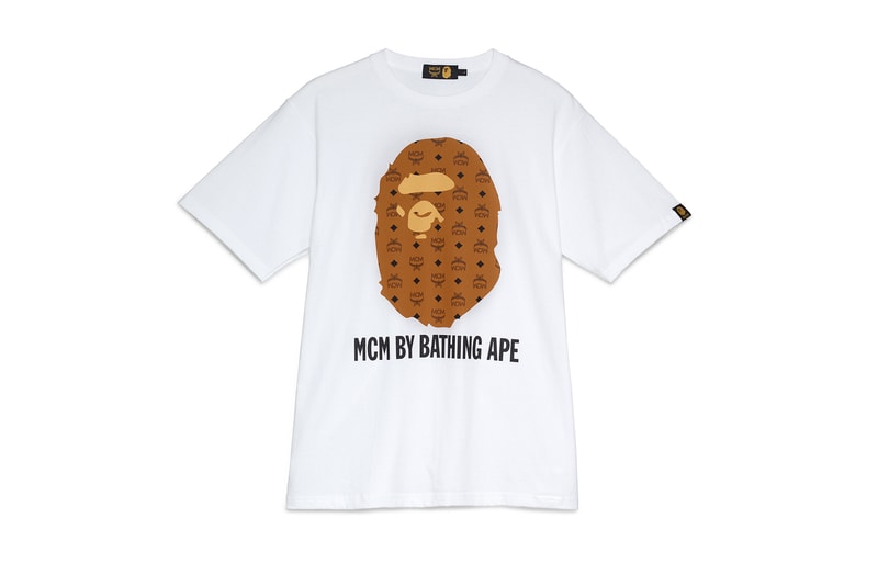 BAPE x MCM Fall Winter 2019 Collection collaborations fall winter lookbook videos ape head camo accessories bags leather goods footwear slides sandals keychains