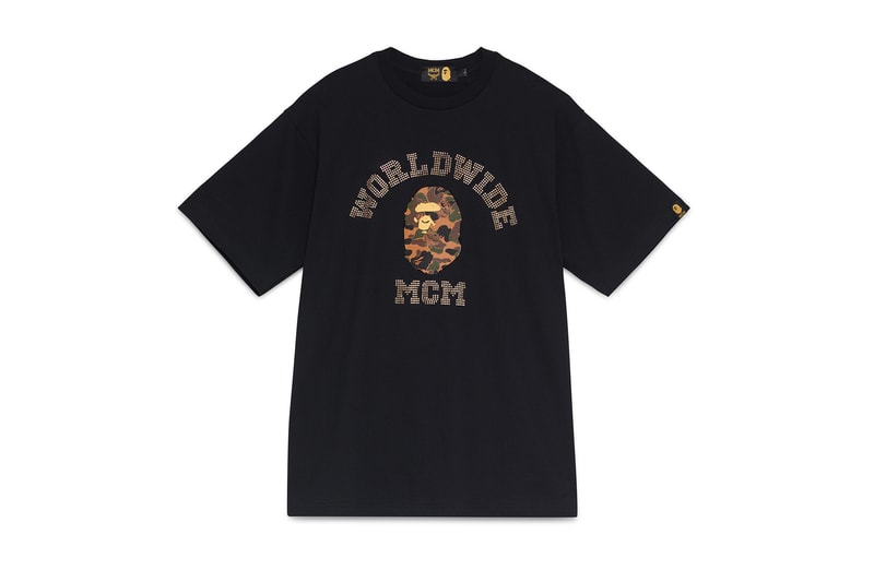 BAPE x MCM Fall Winter 2019 Collection collaborations fall winter lookbook videos ape head camo accessories bags leather goods footwear slides sandals keychains