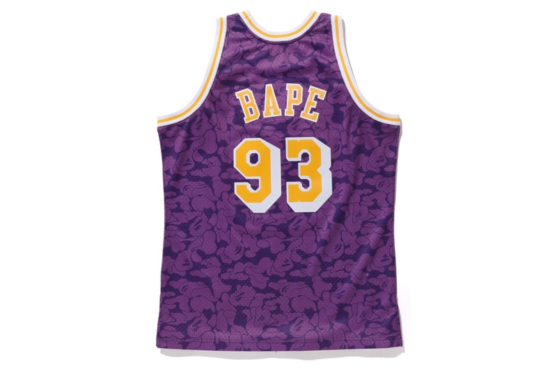 BAPE Releases New Mitchell & Ness NBA Jerseys Los Angles Lakers la Toronto raptors Houston Rockets NBA Japan Games 2019 basketball collaborations a bathing ape