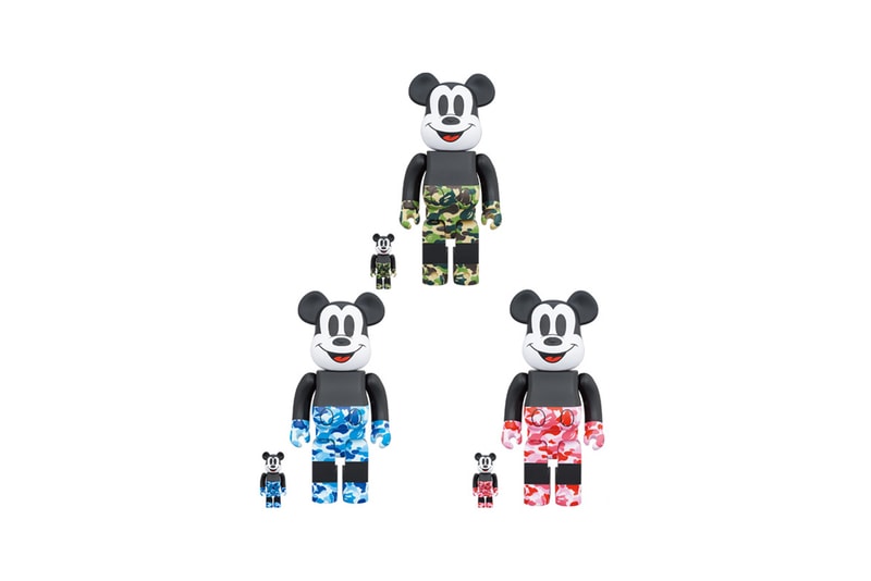 bape mickey mouse bearbrick medicom toy release 90th anniversary vinyl collectible doll vcd november 2 