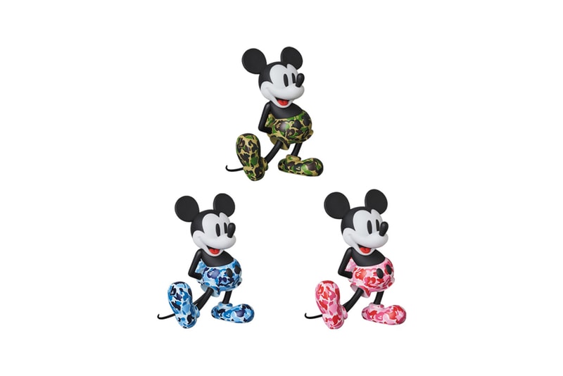 bape mickey mouse bearbrick medicom toy release 90th anniversary vinyl collectible doll vcd november 2 