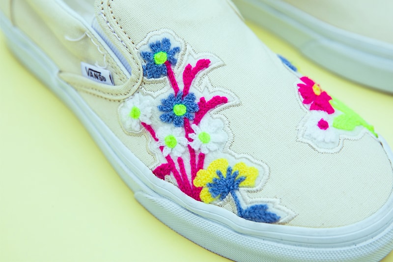 billys tokyo vans slip on chenille floral flower flowers white release date info photos