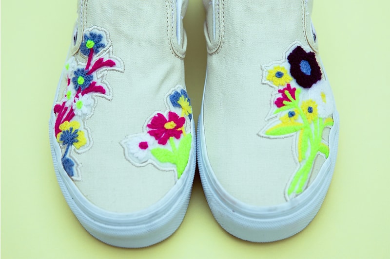 billys tokyo vans slip on chenille floral flower flowers white release date info photos