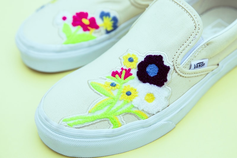 billys tokyo vans slip on chenille floral flower flowers white release date info photos