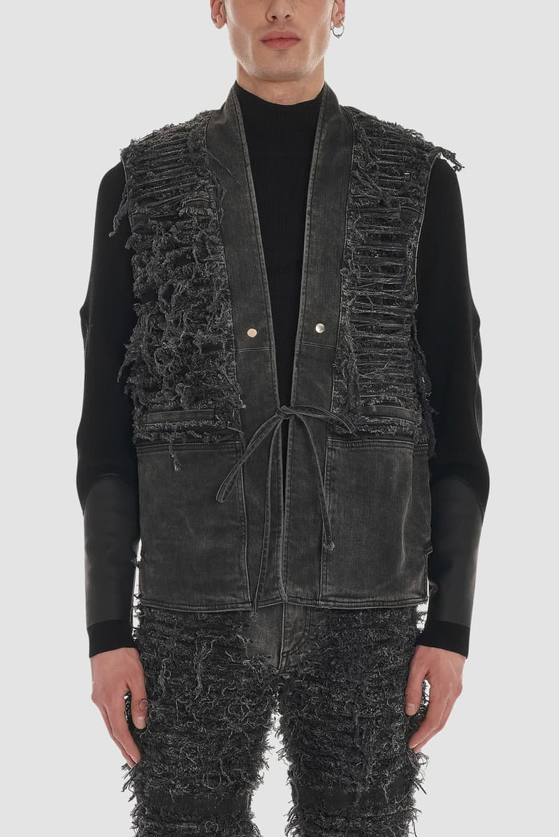 blackmeans 1017 alyx 9sm black leather biker jacket collaboration release fall winter 2019 jeans denim vest