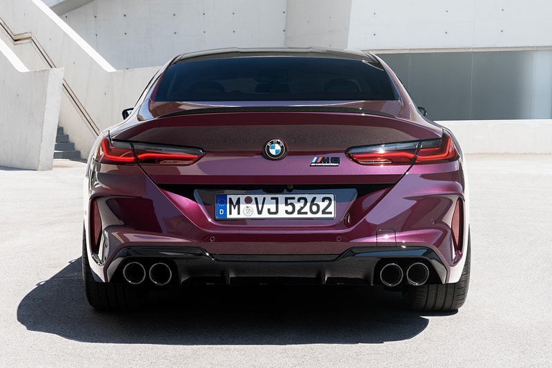 BMW M8 Gran Coupe Unveiled M performance Speed racing purple coupe Sedan Luxury exhaust horsepower 