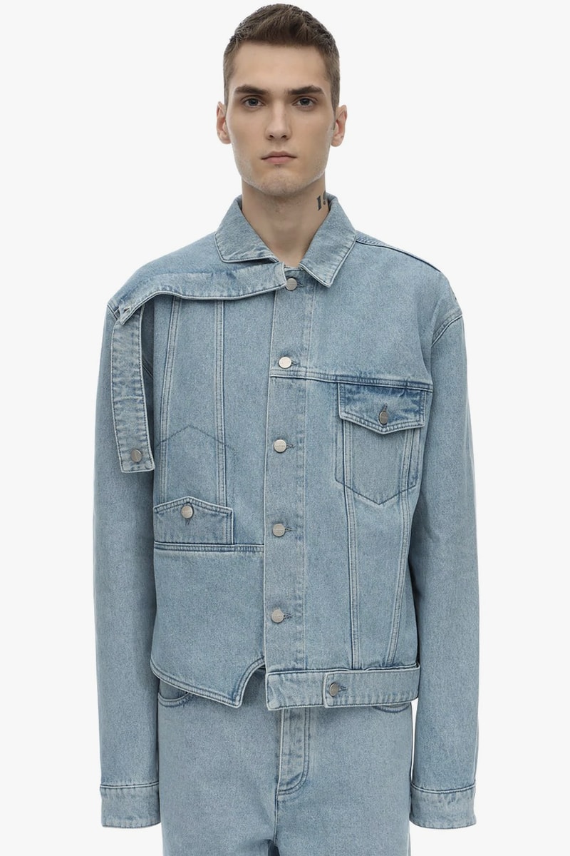 BOTTER Upside Down Cotton Denim Jacket made in italy deconstructed indigo jeans washed reconstructed reworked asymmetrical silver buttons coton 