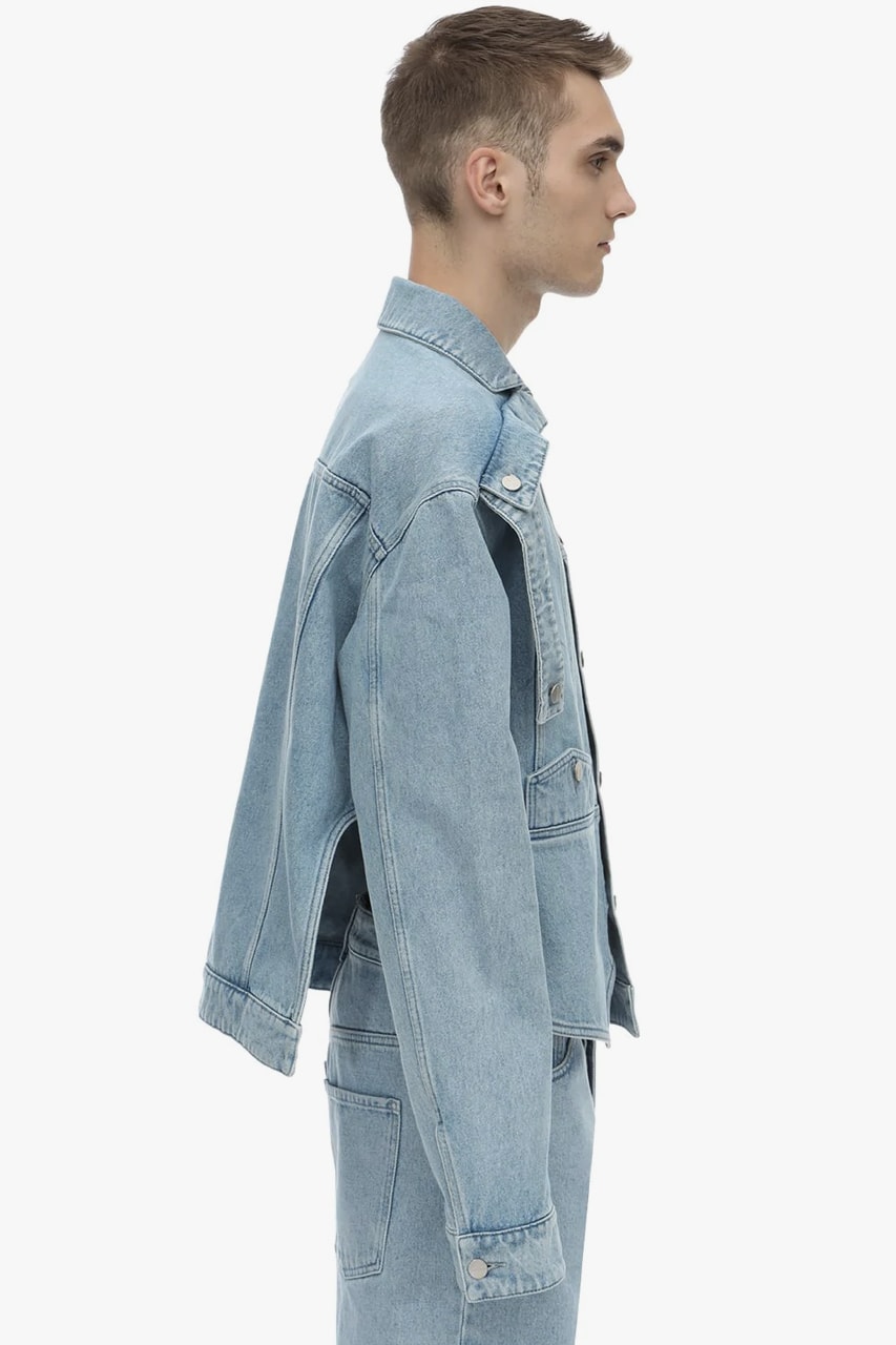 BOTTER Upside Down Cotton Denim Jacket made in italy deconstructed indigo jeans washed reconstructed reworked asymmetrical silver buttons coton 