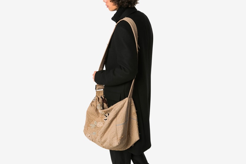 By Walid Beige Tapestry Messenger Bag Release  browns browns fashion bags Sashiko boro 
