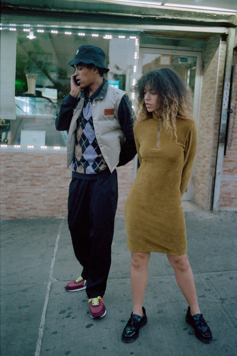 Caliroots Fall/Winter 2019 Lookbook Collection Shirts Pants Sweaters Cardigans Hats Orange Green Cream White Leopard Denim Eytys Aimé Leon Dore Wacko Maria Engineered Garments Converse Chucks Nike Air Force 1s Timberland