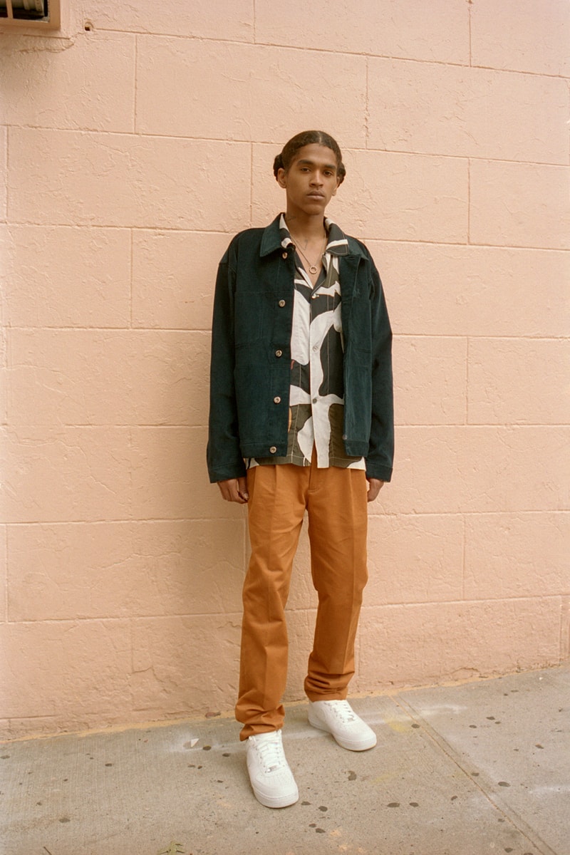 Caliroots Fall/Winter 2019 Lookbook Collection Shirts Pants Sweaters Cardigans Hats Orange Green Cream White Leopard Denim Eytys Aimé Leon Dore Wacko Maria Engineered Garments Converse Chucks Nike Air Force 1s Timberland