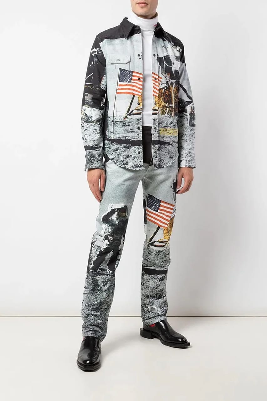 soldier print jeans