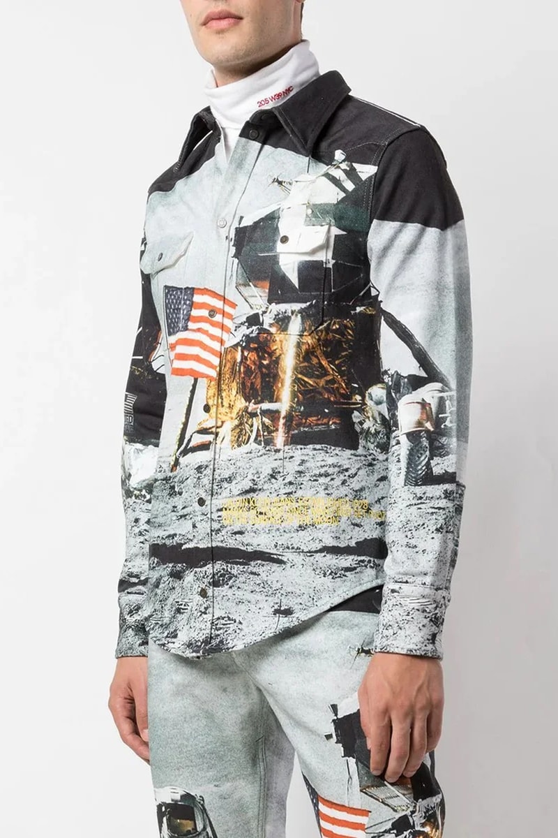 calvin klein jeans est 1978 moon landing denim shirt jeans photographic print fall winter 2019 collared top 