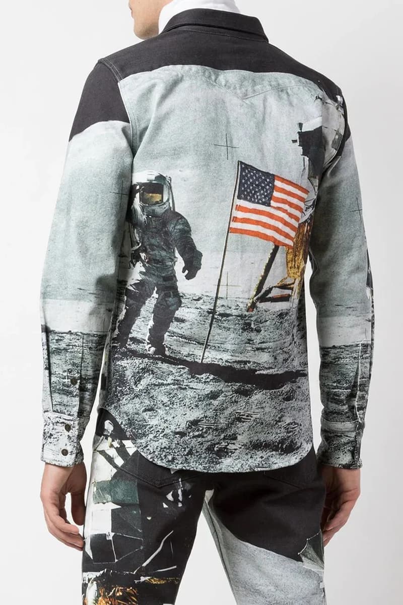 calvin klein jeans est 1978 moon landing denim shirt jeans photographic print fall winter 2019 collared top 