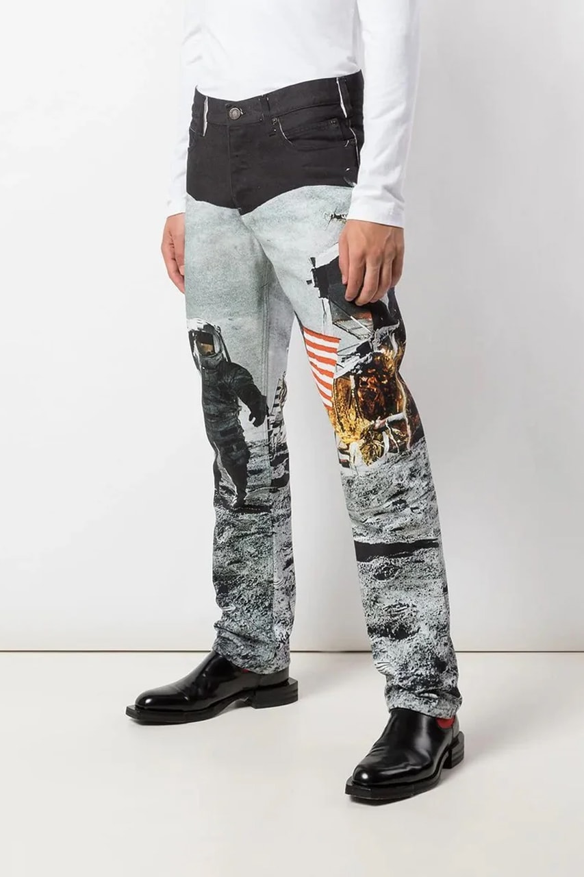 calvin klein jeans est 1978 moon landing denim shirt jeans photographic print fall winter 2019 collared top 