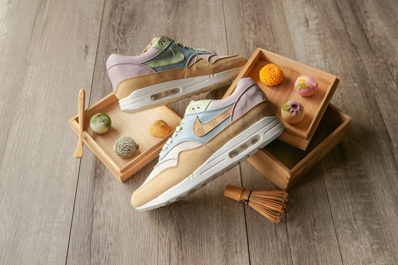 Ryustyler Chase Shiel "Wagashi" Air Max 1s Info Pastel Pink Blue Green Beige Tan Leather Chrysanthemum 