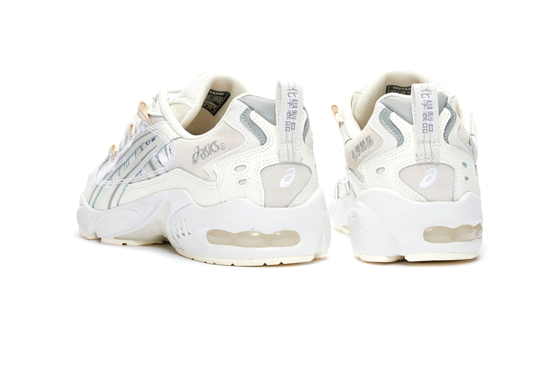 Chemist Creations x ASICS GEL-KAYANO 5 OG "Marshmallow" "Cream/Feather Grey" Sneaker Release Information First Look Collaboration Los Angeles Japan Laboratory Retro Futuristic Print Typography Kanji Graphics Leather Nubuck 