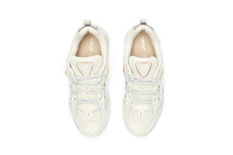 Chemist Creations x ASICS GEL-KAYANO 5 OG "Marshmallow" "Cream/Feather Grey" Sneaker Release Information First Look Collaboration Los Angeles Japan Laboratory Retro Futuristic Print Typography Kanji Graphics Leather Nubuck