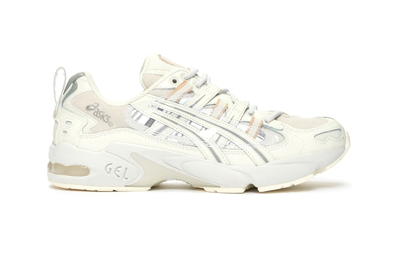 Chemist Creations x ASICS GEL-KAYANO 5 OG "Marshmallow" "Cream/Feather Grey" Sneaker Release Information First Look Collaboration Los Angeles Japan Laboratory Retro Futuristic Print Typography Kanji Graphics Leather Nubuck 