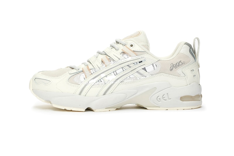 Chemist Creations x ASICS GEL-KAYANO 5 OG "Marshmallow" "Cream/Feather Grey" Sneaker Release Information First Look Collaboration Los Angeles Japan Laboratory Retro Futuristic Print Typography Kanji Graphics Leather Nubuck 