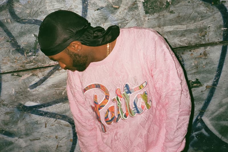 coogi patta classic crewneck sweater pastel pink release kaleidoscope logo patch rainbow colorway