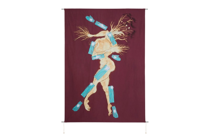 Craig Green Saelia Aparicio Wall Hanging medley Poison Ivy Walnut Tree nature hand stitch embroidery studio sketches anatomical human form