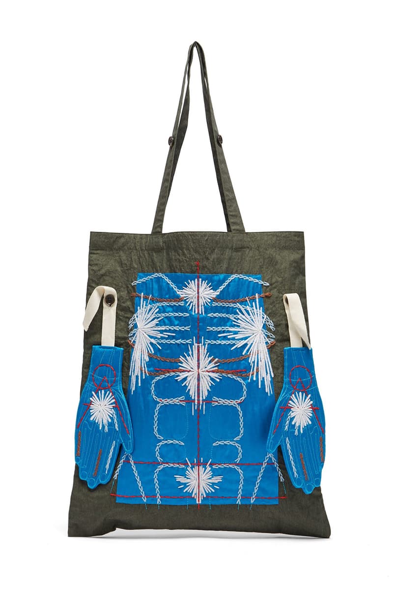 Craig Green FW19 Exclusive Embroidery Pieces matchesfashion.com jacket puckered canvas tote bag keychain body hand colorway