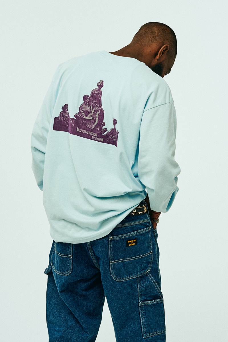 DIVINITIES Fall 2019 Collection Lookbook streetwear hypebeast forums john coltrane basketball graphic t-shirts denim pants basketball camouflage moonlight interstellar john coltrane 