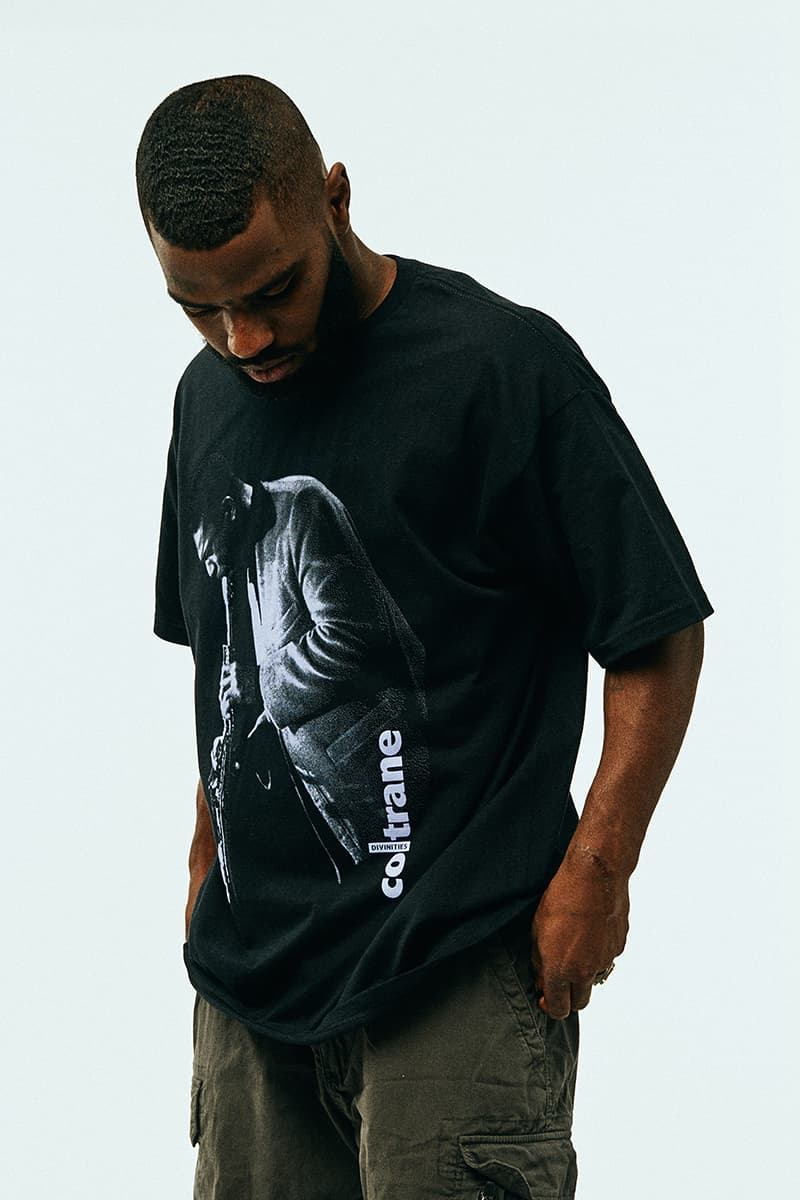 DIVINITIES Fall 2019 Collection Lookbook streetwear hypebeast forums john coltrane basketball graphic t-shirts denim pants basketball camouflage moonlight interstellar john coltrane 