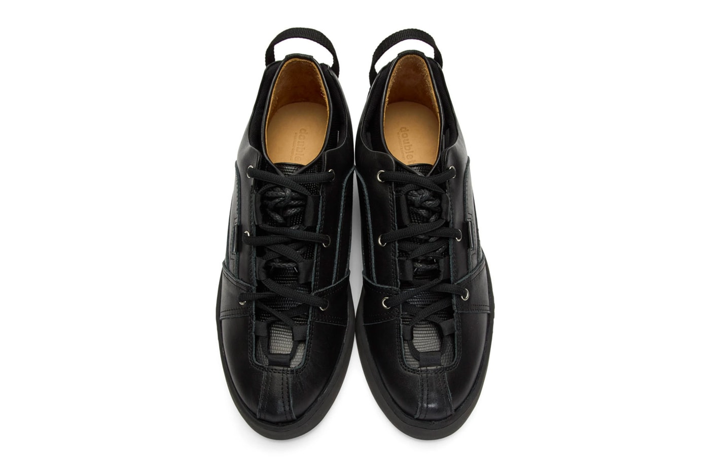 DOUBLET Black Sneakers Layered Dress Derbys two in one hybrid lizzard leather derby interface detachable shoes footwear sneakers trainers