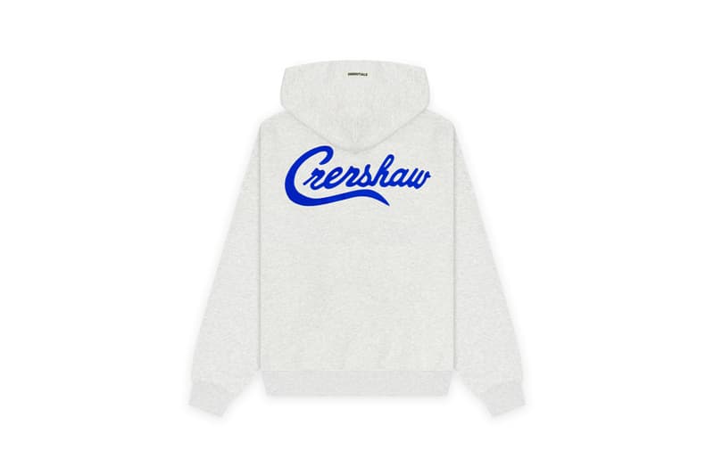 the marathon clothing fear of god essentials capsule collection nipsey hussle 08 crenshaw release retail pop up exhibition los angeles california sweatpants pullover crewnecks sweat shorts royal blue grey collaboration