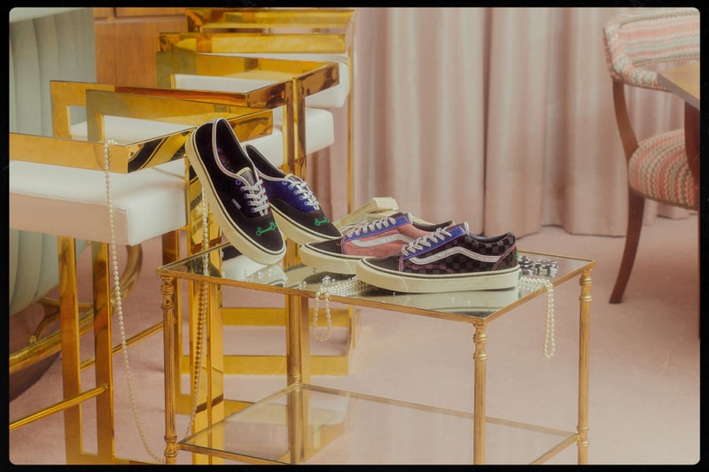 Feature x Vans Vault "Sinner's Club Part II 2 Release Information Lookbook Sneaker Drop Las Vegas Inspired Skateboarding Vulcanized Footwear velvet patent leather suede glitter fabrication