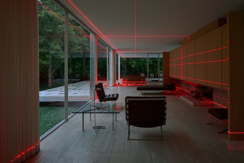 geometry of light red lasers iker gil luftwerk mies van der rohe farnsworth house 2019 installation 