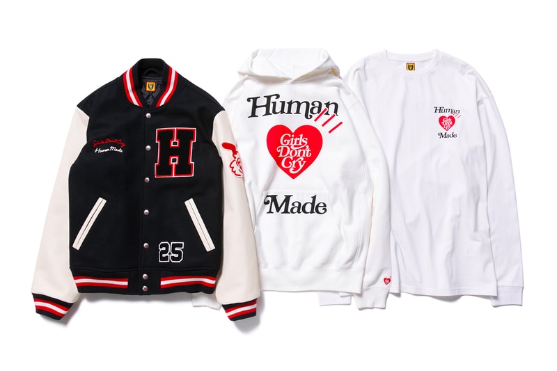 Girls Don't Cry Human Made Verdy Harajuku Day Capsule Release info Date Buy Letterman Jacket Hoodie t shirt Bucket Hat stadium jacket