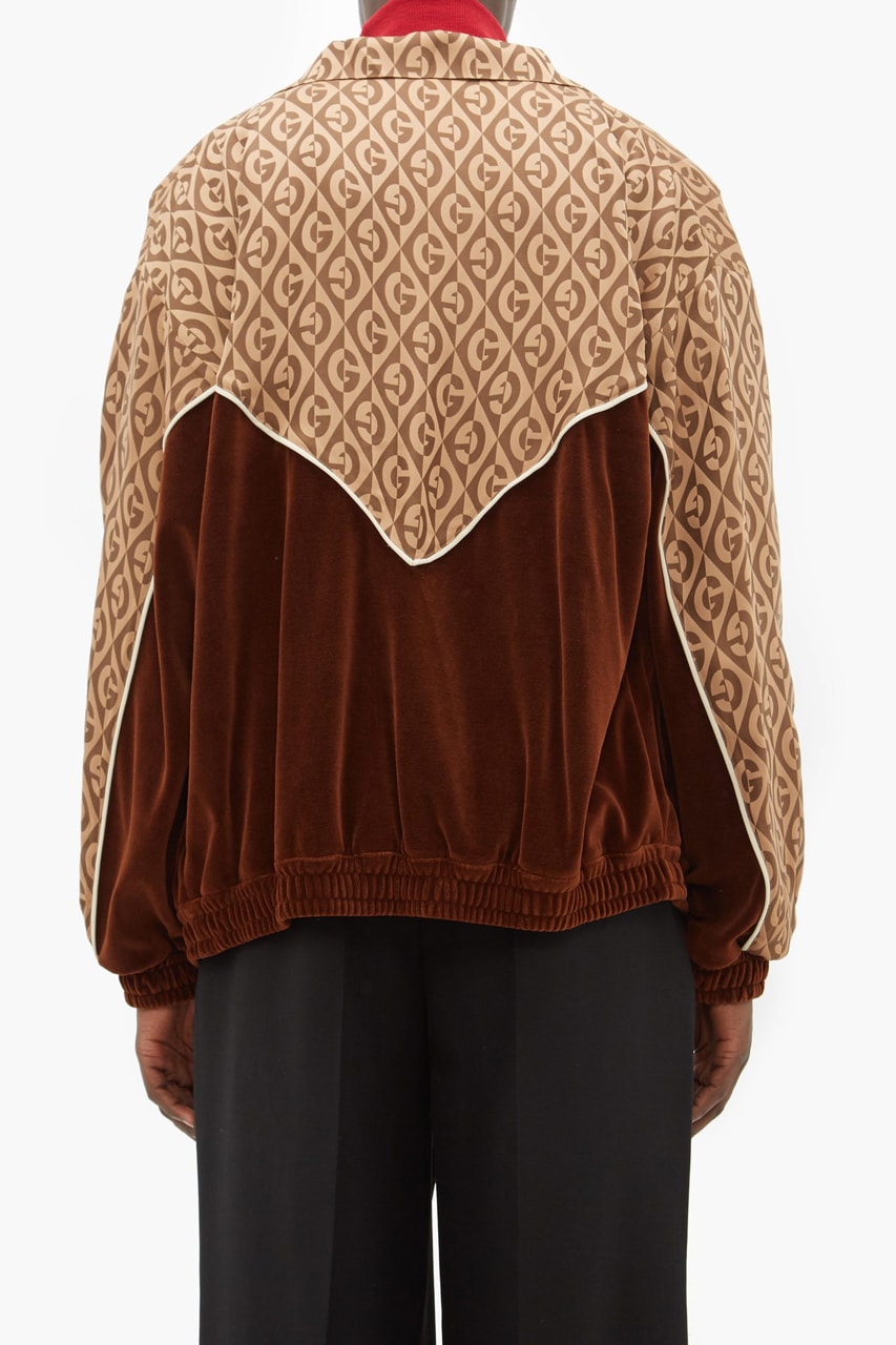 Gucci Jacquard Velour Track Pants Satin Jacket Brown Track Suit White Logo