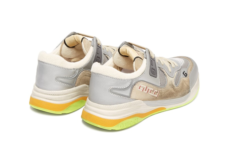 Gucci UltraPace Distressed Grey Leather Suede Sneakers Release Information First Look New Designer Italian Footwear Alessandro Michele Terry Towelling GG logo 