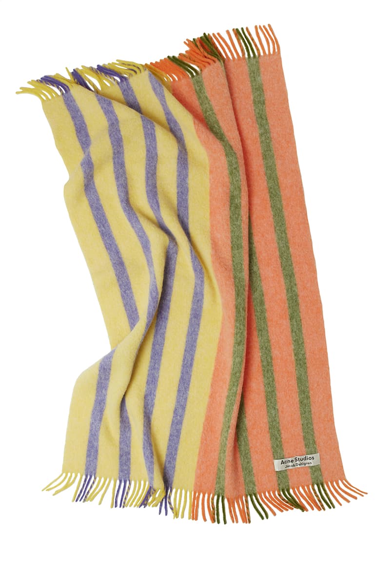 Jacob Dahlgren x Acne Studios Fall Winter 2019 FW19 Capsule Collection Stripes Sweater Scarf Hat Beanie Seasonal Drop Cold Weather Blankets Wallpaper Homeware
