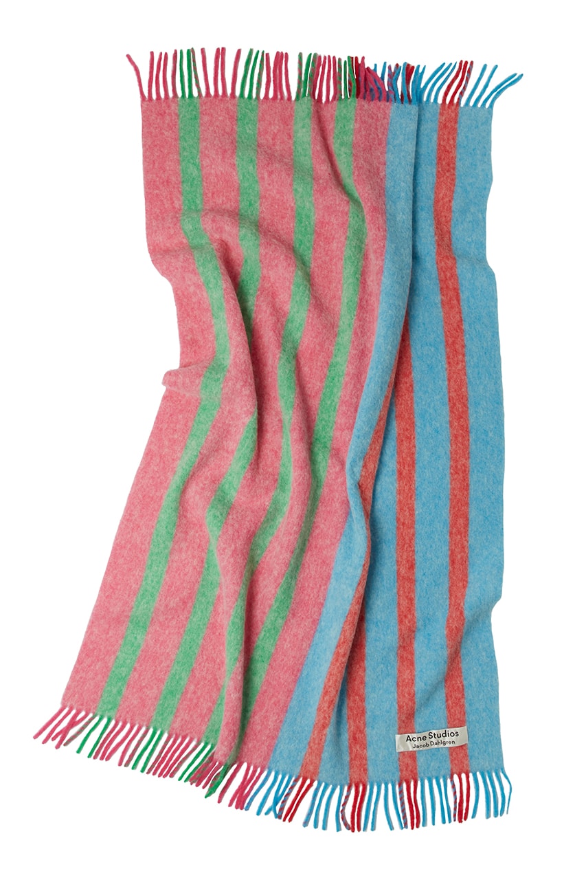 Jacob Dahlgren x Acne Studios Fall Winter 2019 FW19 Capsule Collection Stripes Sweater Scarf Hat Beanie Seasonal Drop Cold Weather Blankets Wallpaper Homeware 
