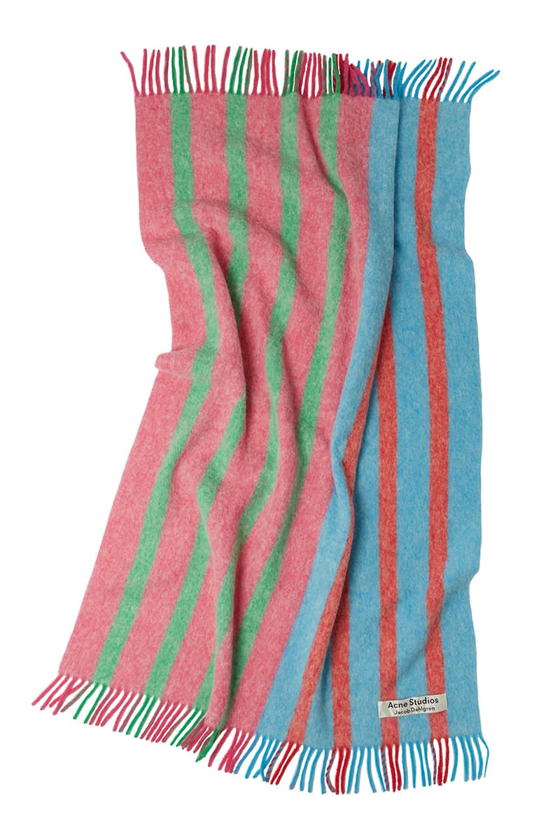 Jacob Dahlgren x Acne Studios Fall Winter 2019 FW19 Capsule Collection Stripes Sweater Scarf Hat Beanie Seasonal Drop Cold Weather Blankets Wallpaper Homeware