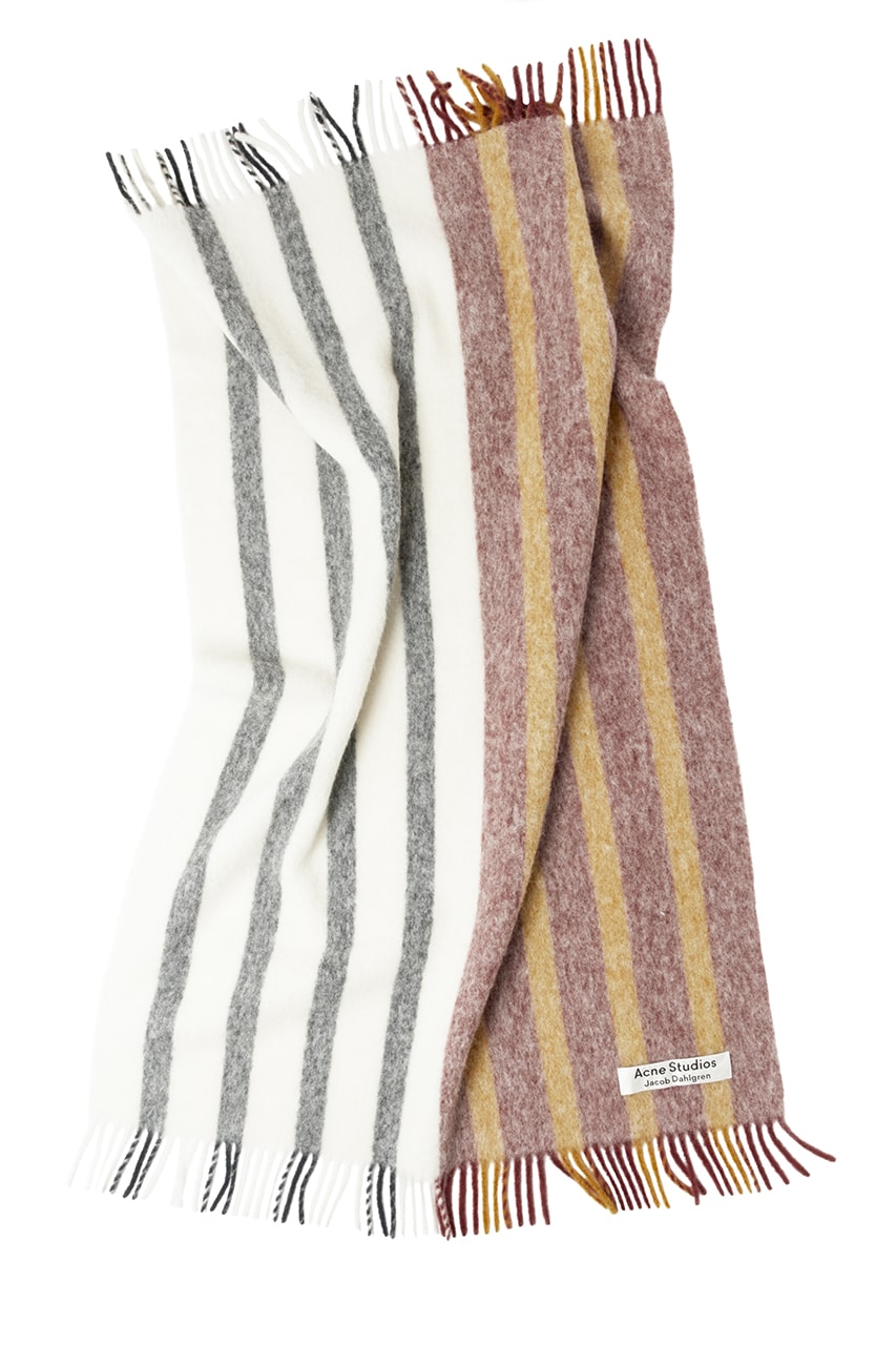 Jacob Dahlgren x Acne Studios Fall Winter 2019 FW19 Capsule Collection Stripes Sweater Scarf Hat Beanie Seasonal Drop Cold Weather Blankets Wallpaper Homeware 