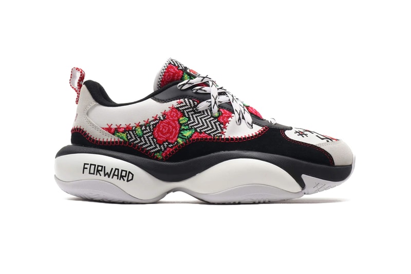 jahnkoy puma alteration rs x knit artist folk art white yellow green black red flower print collaboration clothing collection sneaker shoe footwear release date info buy drop