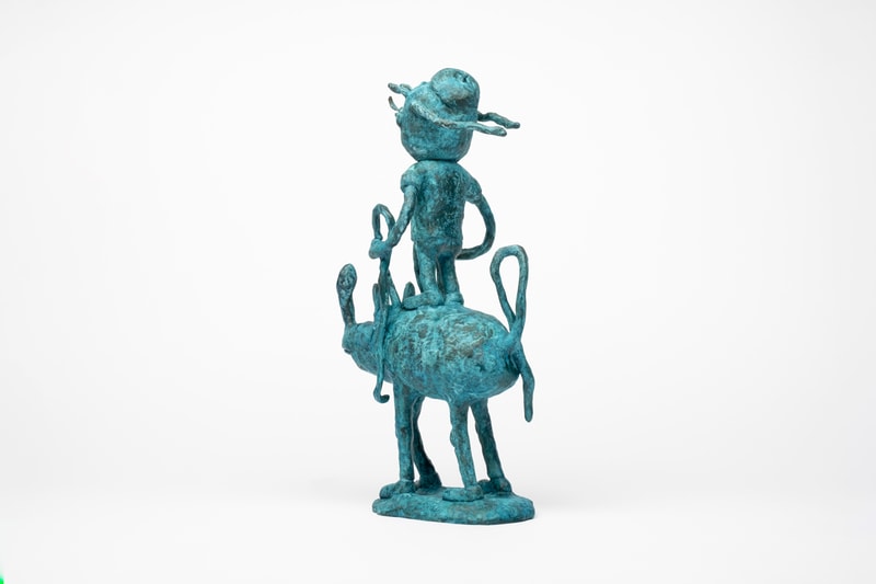 joakim ojanen case studyo boy with bff riding in the wind bronze blue edition sculpture artworks